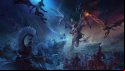 In Total War: Warhammer 3's key art, a Bloodthirster attacks Tsarina Katarin of Kislev surrounded by a daemon army