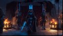 Tsarina Katarin of Kislev leaves her tent in Total War: Warhammer 3, flanked by her Ice Guard and preparing her ice magic for battle