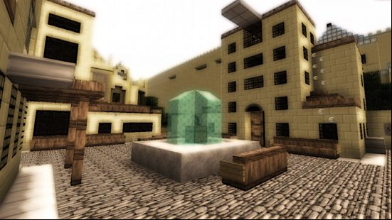 Best Minecraft maps - an Italian town in Assassin's Creep with a fountain in the central plaza.