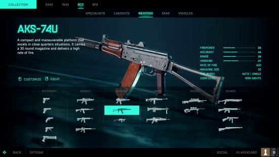 BF 2042 tier list: a compact assault rifle with a wood finish.