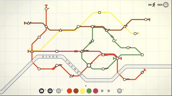 Best relaxing games - Mini Metro: A budding metro line in pastel colours in London