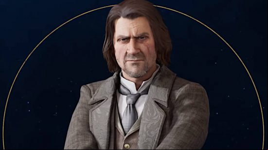 Hogwarts Legacy characters - a mugshot of Professor Sharp.