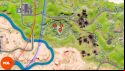 Fortnite Omni Chip locations: Orange pins showing all three locations in Tumbledown Temple.