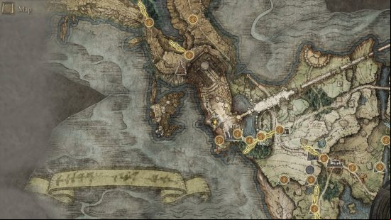 Best Elden Ring talismans - the location of the Curved Sword.