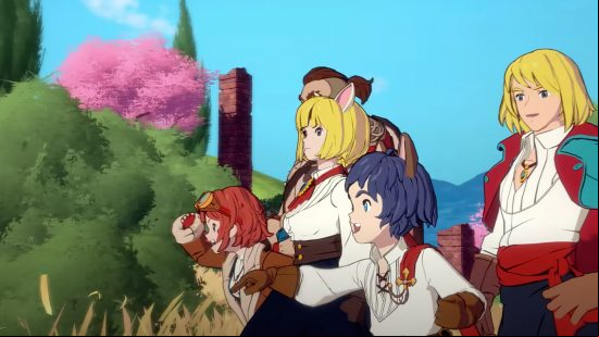 Ni No Kuni tier list: a party of four characters looking at something to the side. All of them represent the different classes in the game.