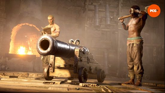 The Blacksmith makes a Demicannon, one of the weapons available for a Skull and Bones ship loadout.