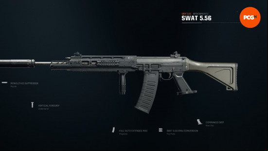 Best Warzone Grau loadout: a modern assault rifle with a black body and olive stock.