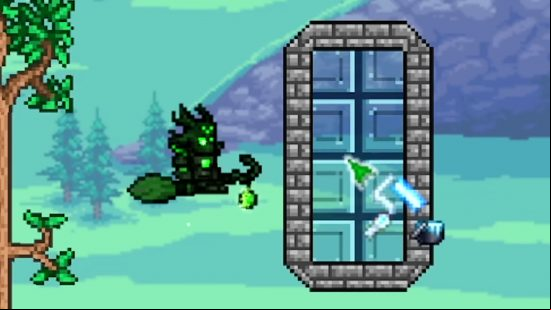 Terraria Echo Blocks - using echo coating to create a patterened glass window effect