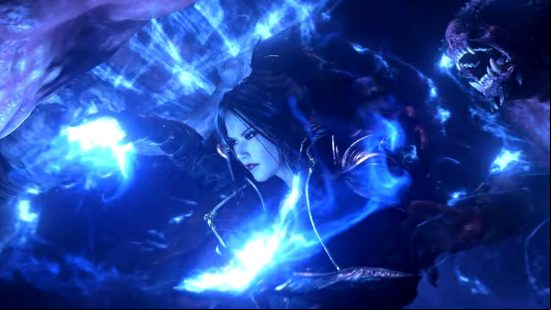 Diablo Immortal tier list: the Wizard holding multiple demons within a blue spell