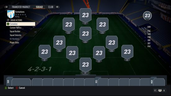 Best FIFA 23 formations for career and Ultimate Team: a blank formation sheet from a football game