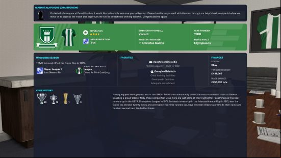 Best teams to manage in Football Manager 2023: Panathanaikos