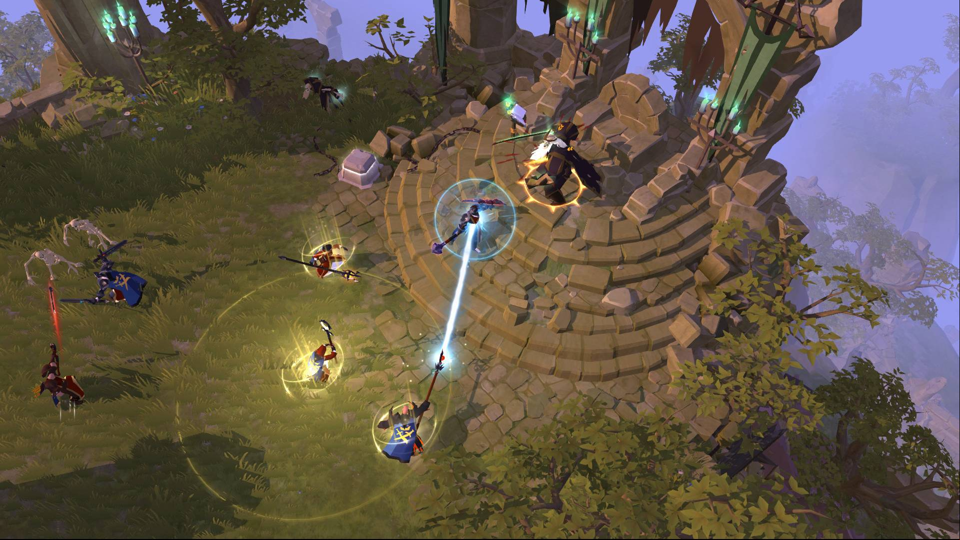 Best games for laptop: Albion Online. Image shows magic s doing battle near an alter.