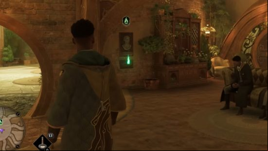 Hogwarts Legacy Floo Flames locations: The Hufflepuff common room with a Floo Flame on the wall