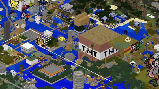 Best Minecraft servers: An aerial view of the huge Minr map.