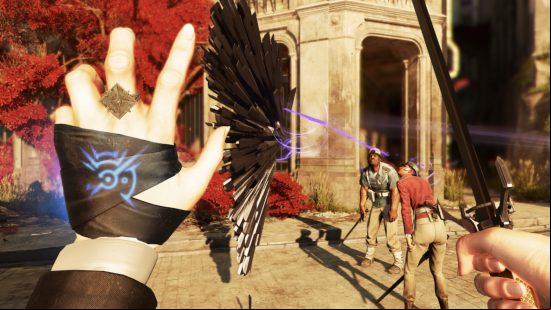 Best PC games - Dishonored 2: The player distracting some guards
