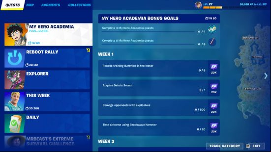 Fortnite My Hero Academia skins - a list of My Hero Academia-themed quests in Fortnite.