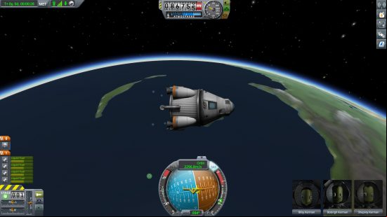 Games like Starfield - Kerbal Space Program: A spaceship in orbit around earth