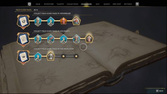 Hogwarts Legacy challenges - all of the challenges in the field guide pages section.
