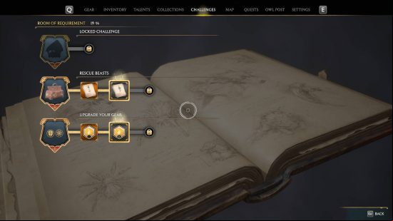Hogwarts Legacy challenges - most of the challenges unlocked for the Room of Requirement.