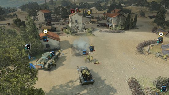 Company of Heroes 3 review: Tanks attacking a sandy village in a game