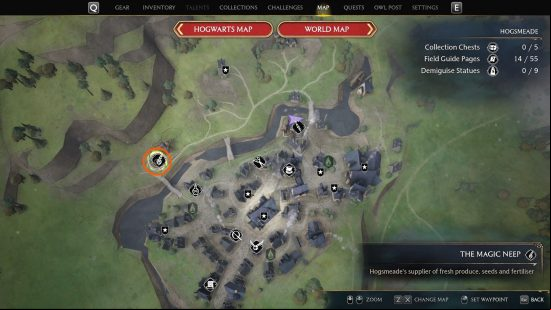 Where to buy shrivelfig fruit Hogwarts Legacy: The in-game shows the location of The Magic Neep