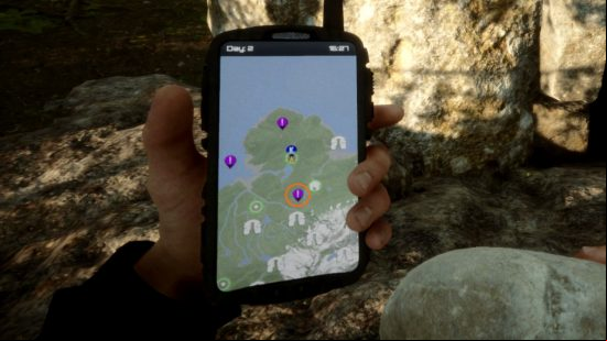 Sons of the Forest flashlight location: The Sons of the Forest flashlight location marked on the in-game GPS tracker