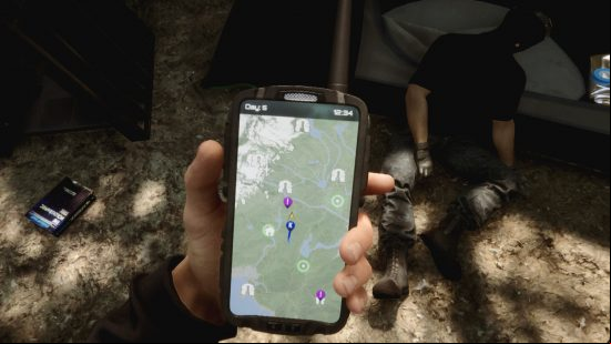 Sons of the Forest modern axe: The map location showing the whereabouts of the moden axe on the GPS tracker