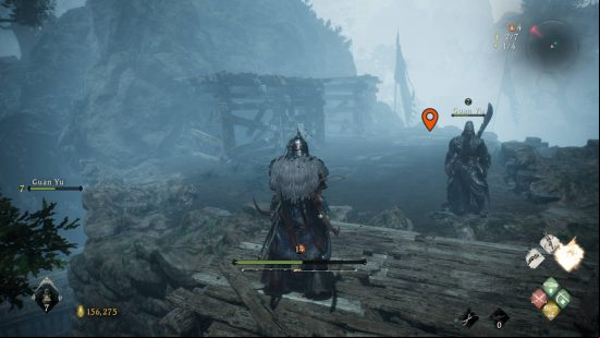 Wo Long Dragon's Vein Crystals Essences - an orange pin shows where the original location of the crystal was. The entire area is foggy.