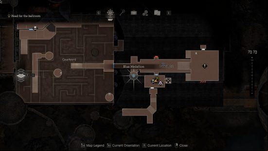Resident Evil 4 Remake: an overhead map of the Grand Hall.