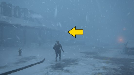 The Last of Us training manuals: a person struggles go walk through a blizzard.