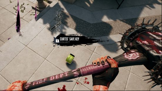 The Dead Island 2 Curtis safe key lies on the floor in Curtis' garden.