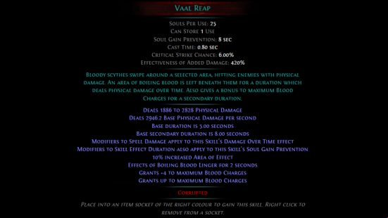PoE Crucible - Vaal Reap gem