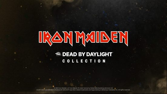 Iron Maiden Dead by Daylight collaboration: the Iron Maiden logo and DBD logo on a dark backdrop.
