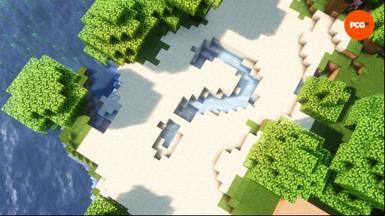 Is Minecraft on Steam?: A question mark in the sand in Minecraft.