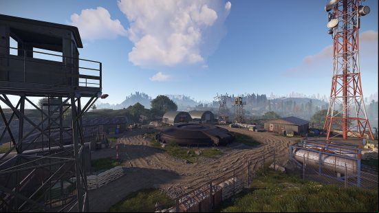 Rust - a small military base in a field, with a giant circular hatch in the middle