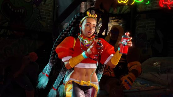 Street Fighter 6 Kimberly is about to square off against an opponent in a back alley.