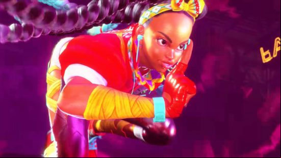 Street Fighter 6 Kimberly is about to execute a Bushin Scramble. She has one finger raised.