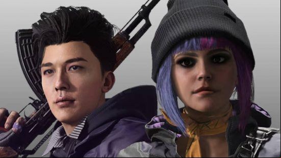 One of the DedSec  is holding a rifle, while the other one has multicoloured hair and a beanie. They stand out from the crowd during the XDefiant release date.