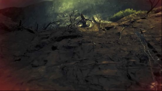 The beast stands at the edge of the crater, its limbs oustretched as it roars in one of the Amnesia The Bunker endings.