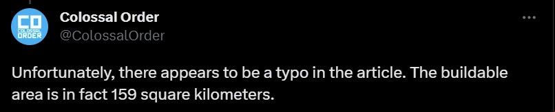 Cities Skylines 2 map size: A tweet from city-building game developer Colossal Order regarding Cities Skylines 2