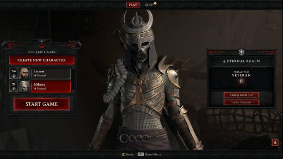 All campaign characters are in the Eternal Realm, ensuring you don't lose Diablo 4 characters in seasons.