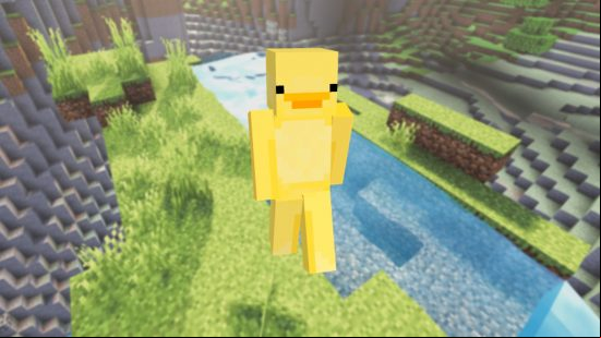 Best cute Minecraft skins: an adorable yellow ducking skin, which is kept cute by retaining simplicity, with small black dots for eyes and an understated beak.