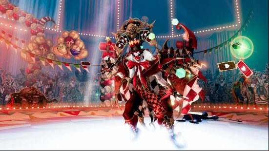 Lost Ark patch notes July update - Kakul-Saydon, a demonic clown in white and red, stands in a smoky arena.