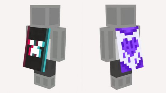 The Minecraft Purple Heart cape and the Minecraft TikTok cape.