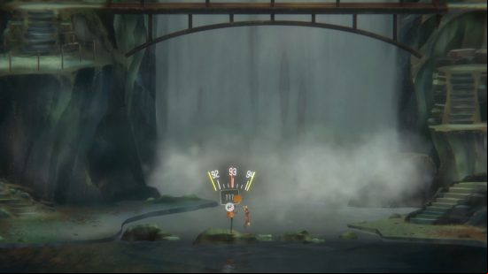 Jacob and Riley stand at the foot of a waterfall, near one of the Oxenfree 2 letter locations.