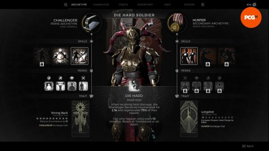 Remnant 2 traits as they appear on the character screen alongside all the other perks and aspects that make up your Archetype's build.