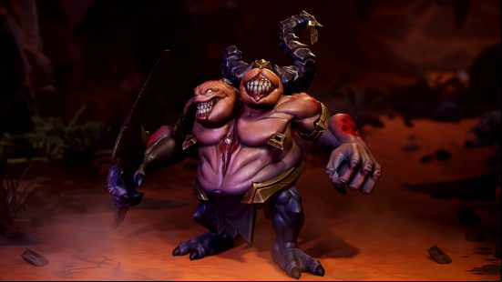Stormgate Infernal Host - a Brute, a two-headed creatre with horns and a large cleaver.