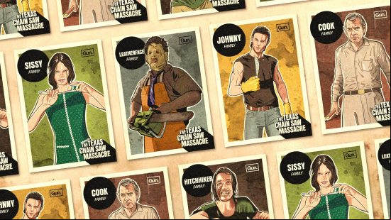 Texas Chain Saw Massacre family tips: Concept art of 'player cards' for the Slaughter family .