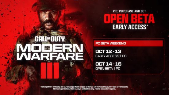Modern Warfare 3 beta early access dates.