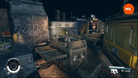 The facade of the Enhance genetic salon as it appears in Akila, looking more ramshackle and plain than its counterparts in other cities though your first stop if you're looking to change appearance in Starfield.